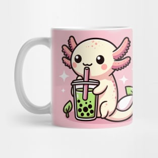 Cute Axolotl drink green boba Mug